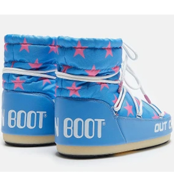 Moon Boot Stars Low Snow Boots Moon Boot Icon Light Low Blue Stars Print Boots - Picture 6 of 17